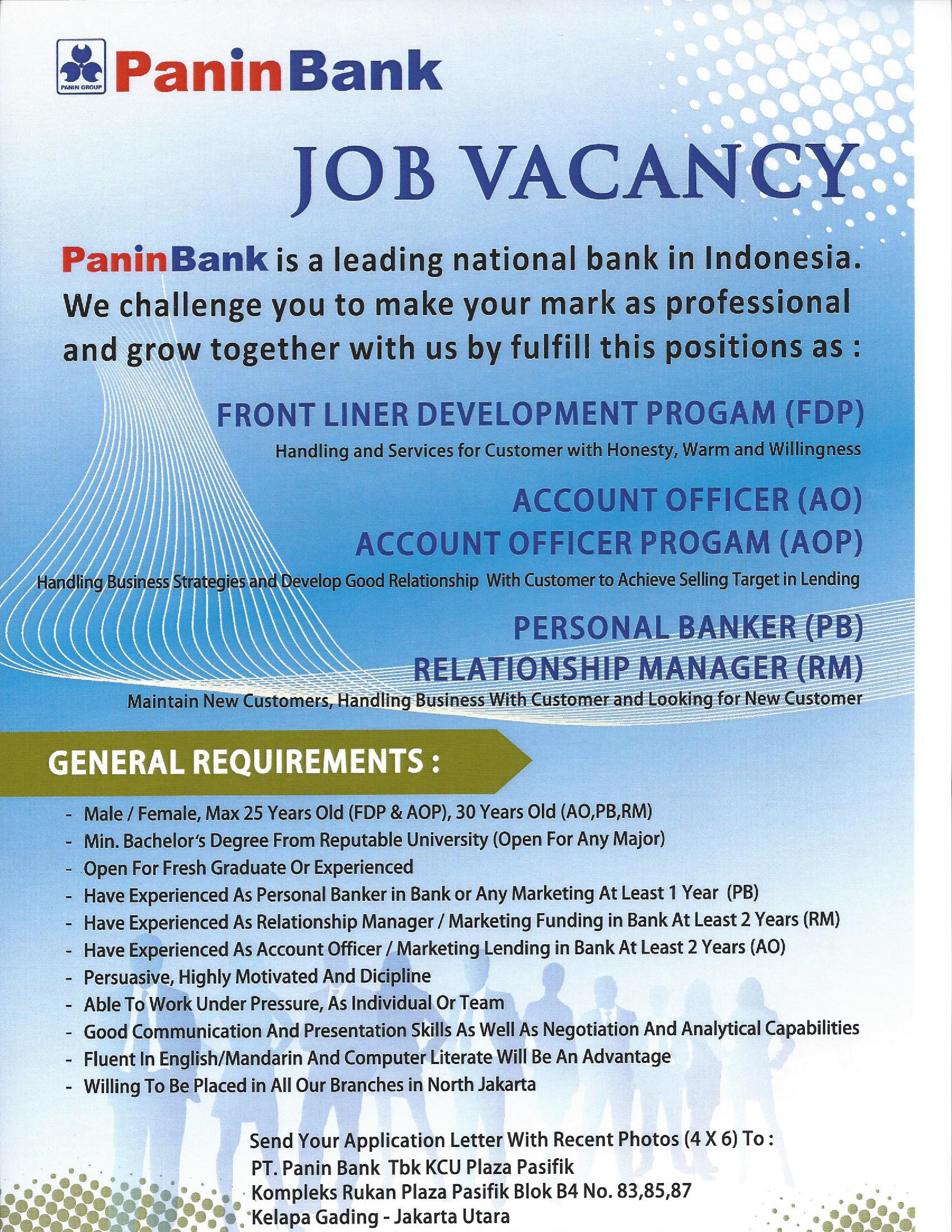 Job Vacancy Panin Bank Swiss German University Alumni And Career Center